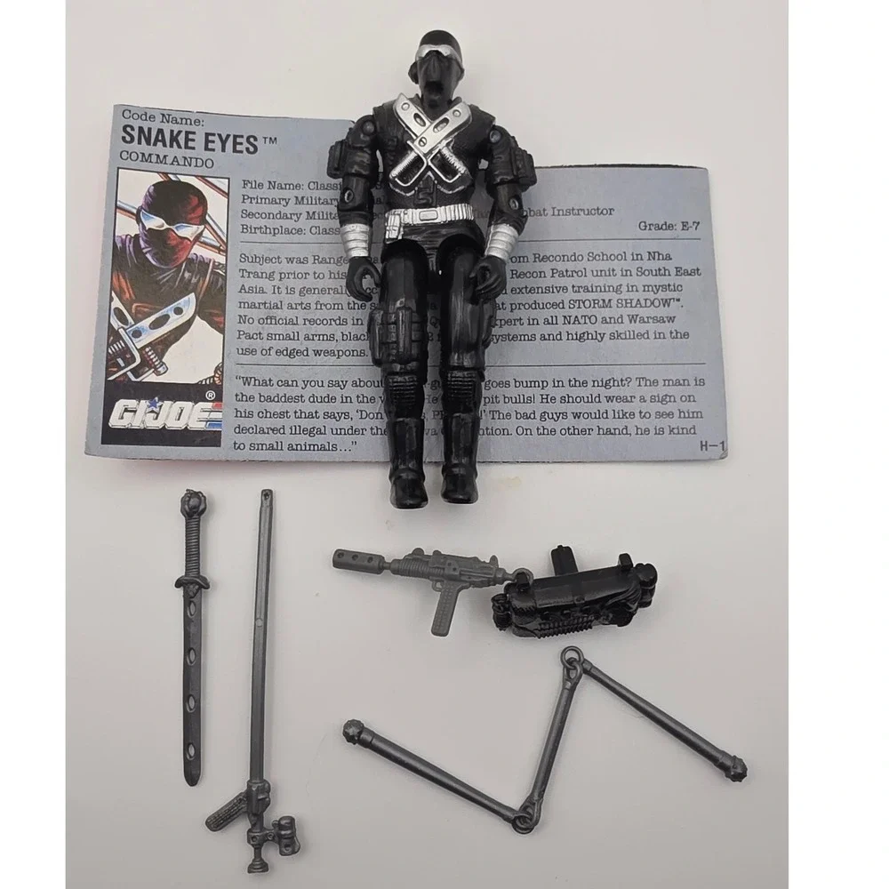 G.I. Joe Snake Eyes Figure 3.75in Black Fair 1989 Version 3 Commando